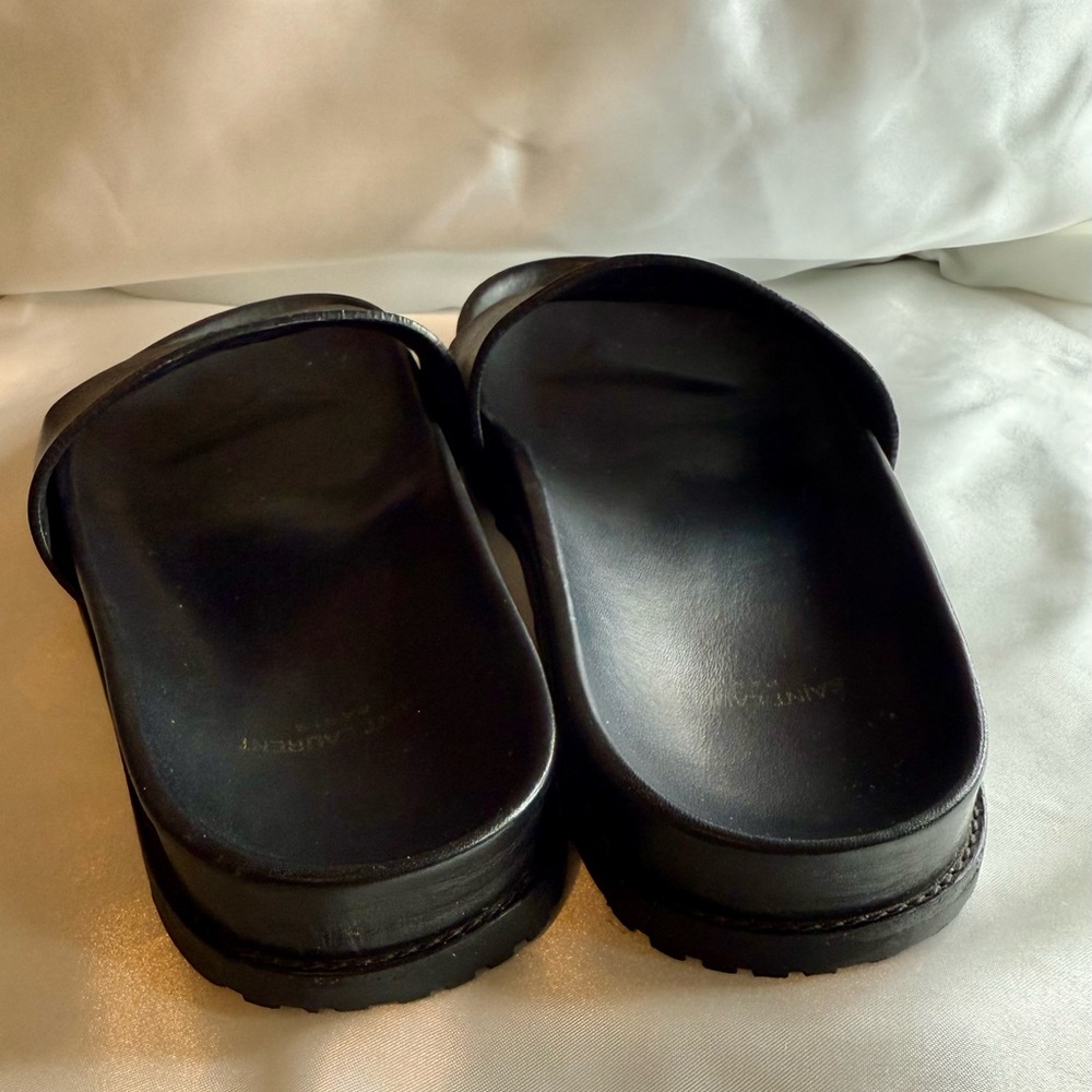 Saint Laurent Paris YSL Black Leather Slides – Size 37 (US 7) - Picture 4 of 7
